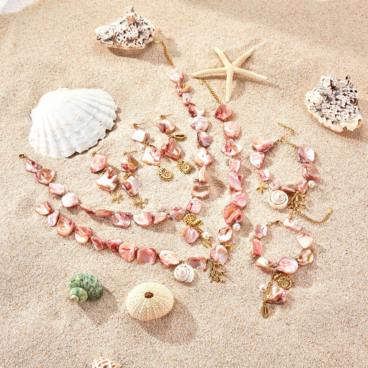 Wholesale Ocean Series Holiday Style Necklace Bracelet Earrings Summer Jewelry